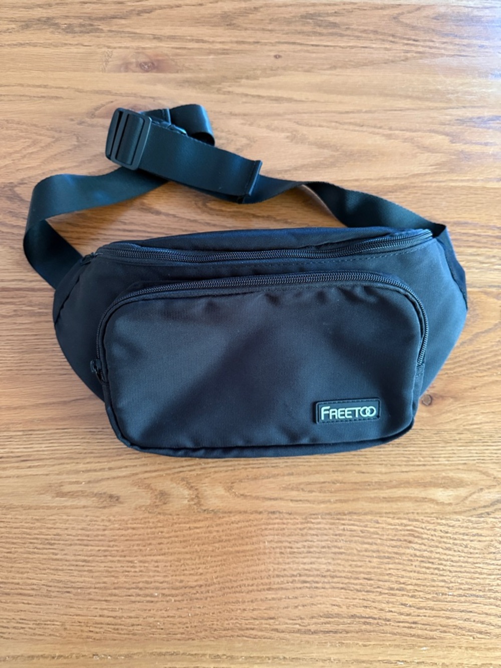 Freetoo Solid Black Waist Travel Sport Bag Adjustable Fanny Pack Unisex